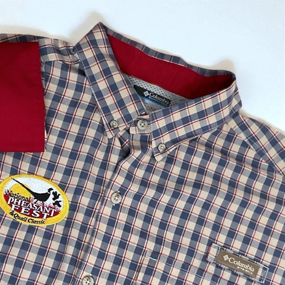 Columbia Men's Button Down Hunting Shirt Sz Large National Pheasant Fest Vented - Picture 1 of 13